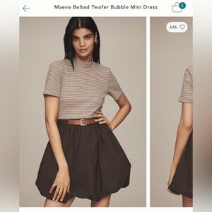 Maeve Brown and Cream Belted Mini Dress